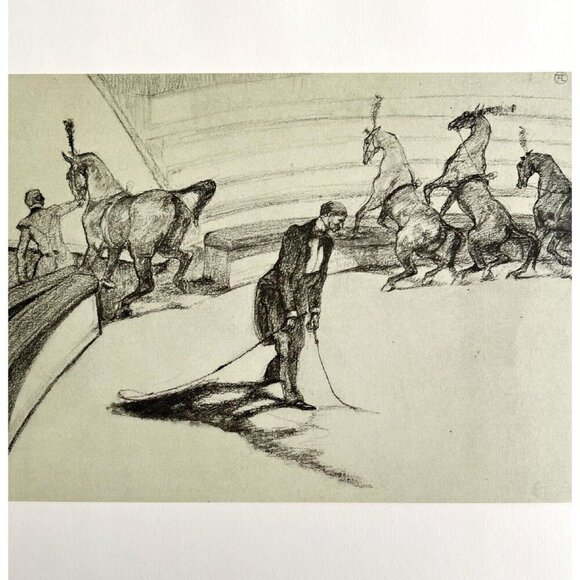 Toulouse Lautrec Performing Horses 1967 Circus Art Lithograph Matted - Picture 2 of 8